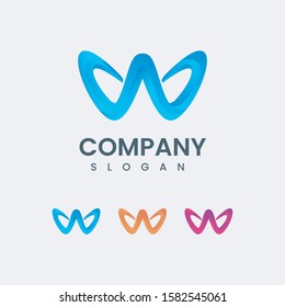 W Letter Logo design vector template. Creative character friendly corporate style Logotype.