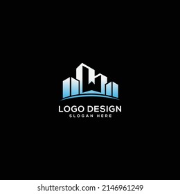 W letter logo design vector illustration, Building contraction logo 