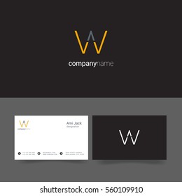 W Letter logo design vector element with Business card