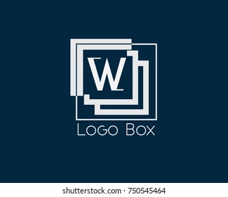 W Letter Logo Design Vector With Box