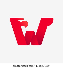 W letter logo with eagle head silhouette. Vector italic font perfect for sport identity, luxury posters and real estate company, etc.