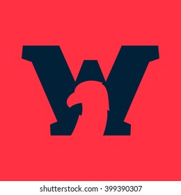 W letter logo with eagle negative space. Font style, vector design template elements for your sport application or corporate identity.