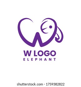 W Letter Logo - W Elephant Logo Template