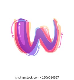 W letter logo formed by watercolor splashes. Color overlay style. Vector typeface for labels, headlines, posters, cards etc.