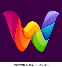 W letter logo formed by twisted lines. Font style, vector design template elements for your application or corporate identity.