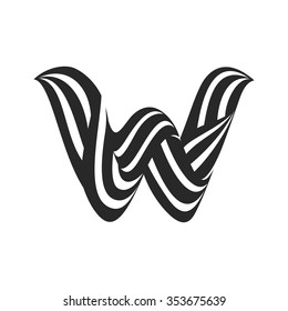 W letter logo formed by twisted lines. Wool mark font style, vector design template elements for your application or corporate identity.