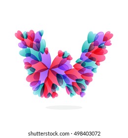 W letter logo formed by hearts. Happy Valentines Day design elements. 
