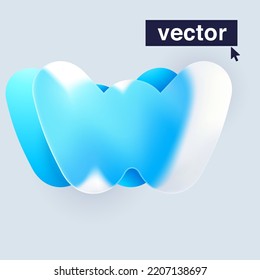 W letter logo in Glass morphism style. Vector blurry translucent icon on white background. Frosted transparent blue and white emblem. Perfect for app, modern design, vibrant advertising.