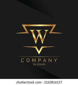 W letter logo Gold 3D
