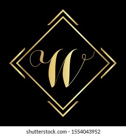 W letter logo, Golden letter W, W logo