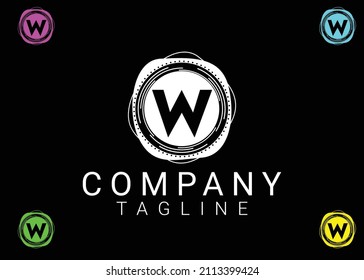 Logo de letra W y diseño de iconos