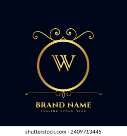 logotipo de letra W, logotipo de letra W, icono de letra W Diseño con fondo negro. Carta W de lujo
