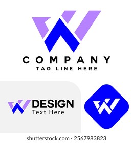 W Letter logo icon design elements