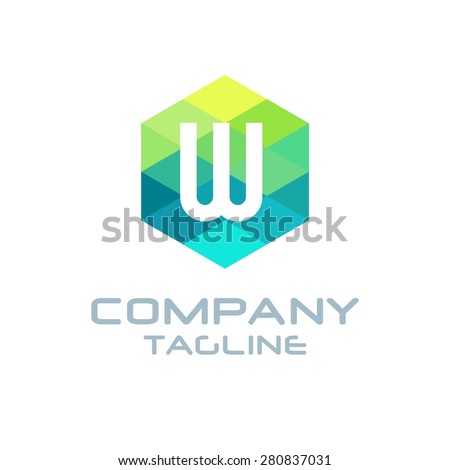 W Letter Logo Icon Hexagon Mosaic Pattern Design template Element - Creative Shape Polygonal logo design - Vector illustration
