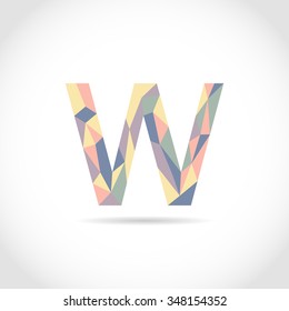 W Letter Logo Icon Mosaic Pattern Design template Element. Low Poly style