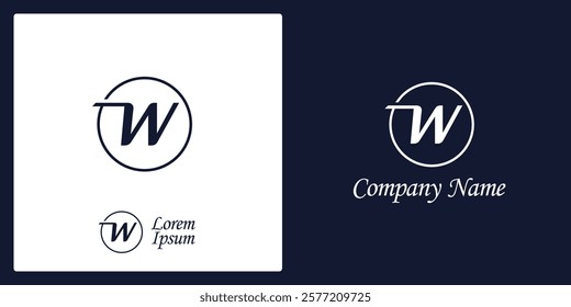 W Letter Logo and icon with stylized circle, editable vector