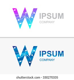 W letter logo icon template.Atom connectivity,Technology,Molecule,network,digital,Company logo Vector Illustration