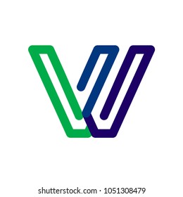 W letter logo with line