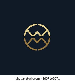  W letter logo M letter initial design circle