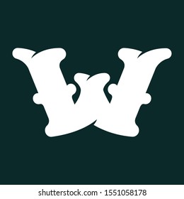 W letter logo made of bones. Vector flat style font for horror labels, posters etc.