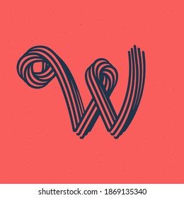 W letter logo made of five parallel lines with noise texture. Impossible shape style. Vector vintage font for boutique labels, chic headlines, jewelry posters, wedding cards etc.