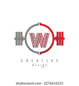 Logo de la carta W con el logo Moderno y creativo del gimnasio. Logo de la letra del gimnasio con degradado de color rojo