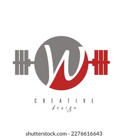 W-Brief-Logo mit dem Logo "Modernes und kreatives Fitnessstudio". Logo mit Farbverlauf-Logo für Gymnasialzeichen