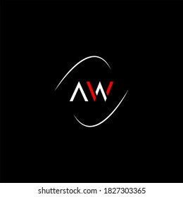 Diseño monograma del logotipo de la letra W sobre fondo de color negro