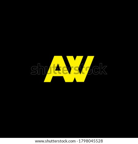 A W letter logo monogram design.  Capital letter AW icon design on black color background. AW