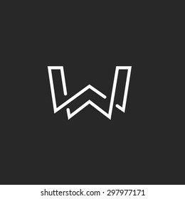 W letter logo monogram, modern mockup black and white hipster initials WW emblem