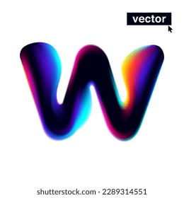 W letter logo with neon glitch. Multicolor gradient sign with double exposure and illusion effect. Glowing color shift vector icon. Perfect for your vibrant heading, video game screens, Sale banner.