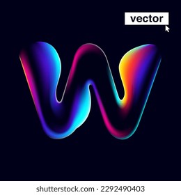 W letter logo with neon glitch. Multicolor gradient sign with double exposure and illusion effect. Glowing color shift vector icon. Perfect for your vibrant heading, video game screens, Sale banner.