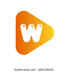 W Letter Logo. Orange Triangle. Design Vector Illustration.