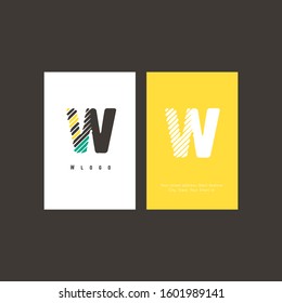 W letter logo scratch design letter with Business card template