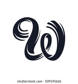 W letter logo script lettering. Vector elegant hand drawn element. Typography for your posters, invitations, cards. 