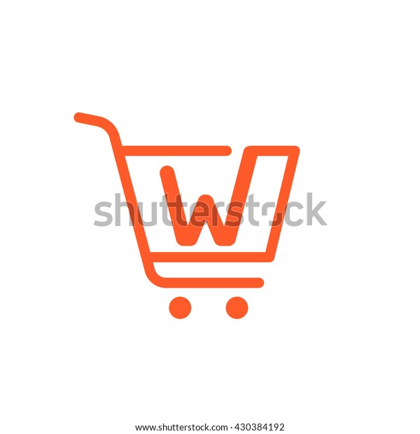 W\
letter logo with Shopping cart icon.  Vector design element for\
sale tag, card, corporate identity, label or\
poster.
