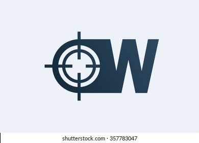 W letter logo, target cross logo design.