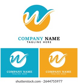 W letter logo template design