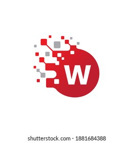 W letter logo template with nice circle 