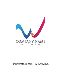 Diseño de ilustración vectorial de plantilla de logotipo de carta W