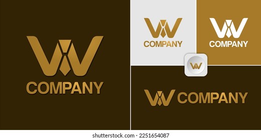 w letter logo and tie icon