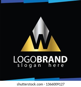 W Letter Logo in triangle Vector Template