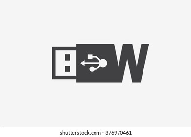 W letter logo, usb flash drive logo design.