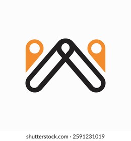 W letter logo with various colors aesthetic style and character