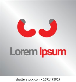 Diseño vectorial de logotipo de letra W con estilo de formas y concepto de medio círculo, a continuación temas de colores rojo y gris, concepto minimalista y diseño gráfico de estilo moderno, diseño de ilustración.