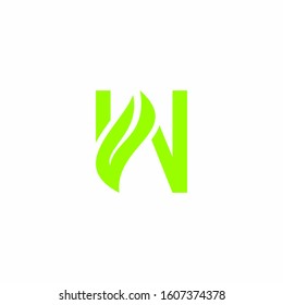 W Letter logo. Vector gree...tters logo with leaves