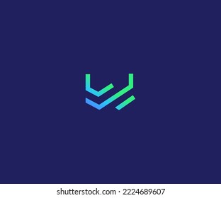 Símbolo de monograma abstracto de plantilla de vectores con logotipo W Letter. Usable para el deporte de negocios, la tecnología, la moda, el logotipo digital y creativo futuro