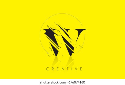 W Letter Logo with Vintage Grundge Cut Design. Destroyed Drawing Elegant Letter Icon Vector.