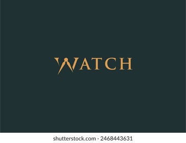 W letter logo ,Watch logo icon isolated on dark green background