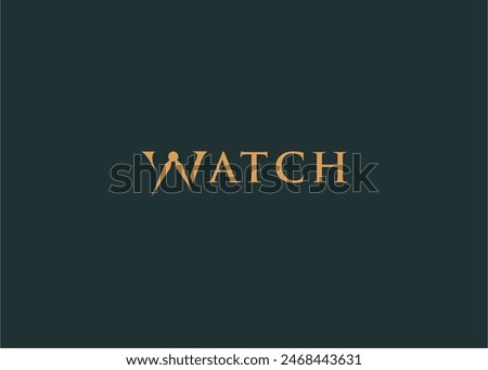 W letter logo ,Watch logo icon isolated on dark green background